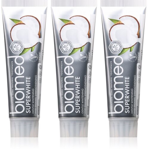 Biomed Superwhite zubna pasta za jačanje s kokosovim uljem 3x100 g Slike