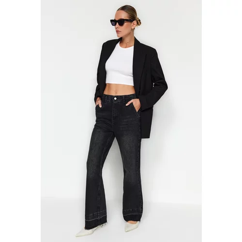 Trendyol Black Legs with Color Block High Waisted Wide Leg Jeans