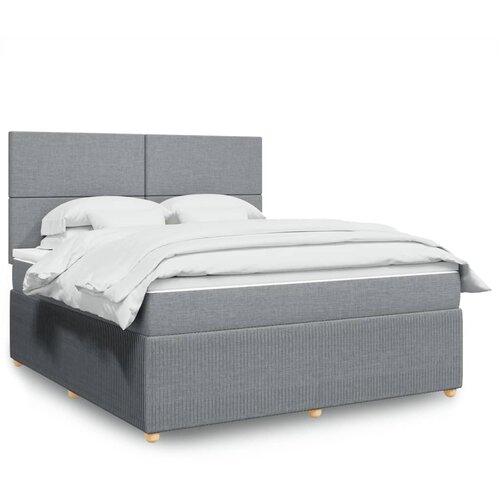 VidaXL Krevet s oprugama i madracem svjetlosivi 180x200 cm od tkanine Slike