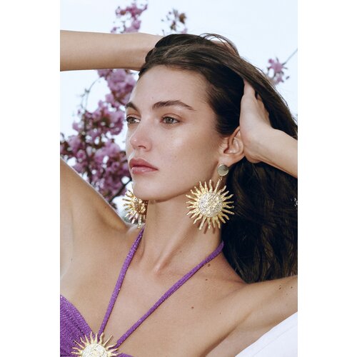 Trendyol X Zeynep Tosun Gold and Sun Figure Earrings Cijene