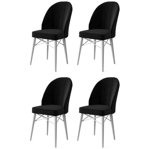 Hanah home Ritim - Black, White BlackWhite Chair Set (4 Pieces) Cene