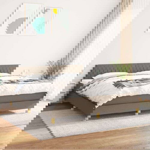  Box spring postelja z vzmetnico taupe 160x200 cm blago, (20896161) Slike