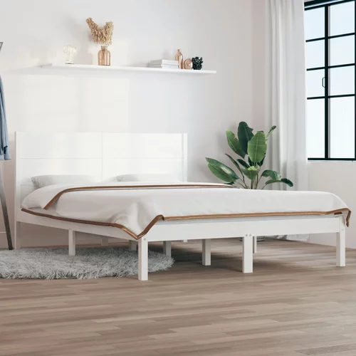  Okvir za krevet masivno drvo bijeli 120x190 cm 4FT mali bračni
