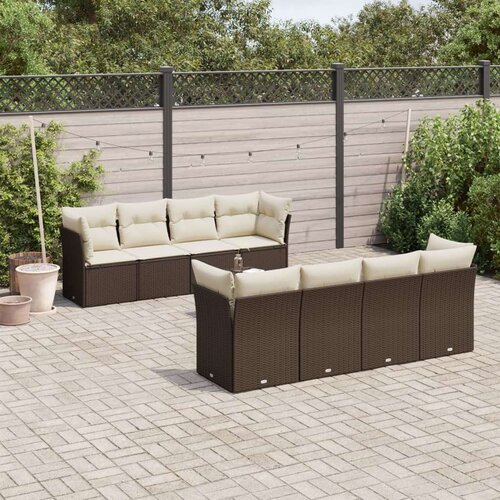vidaXL 9-dijelni set vrtnih sofa s jastucima poliratan smeđi Cijene