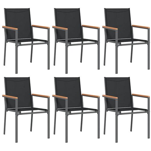  7-dijelni vrtni blagovaonski set crni od tekstilena i čelika Crna Dužina stola 160 cm Slike
