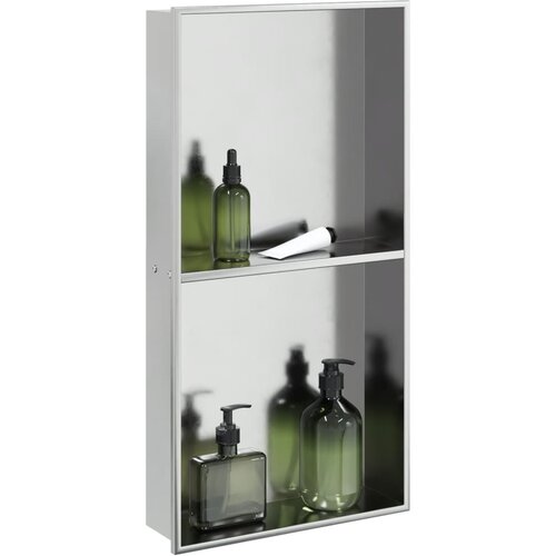 vidaXL Niša za tuš kabino brušeno srebro 32x62x9 cm nerjaveče jeklo Cene