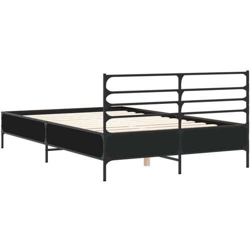 VidaXL Okvir kreveta crni 140 x 200 cm od konstruiranog drva i metala Slike