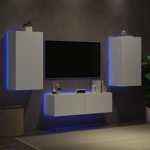  The Living Store Stenske TV omarice z LED lučkami 3 kosi bela - Stenska TV Omarica, (21555924) Cene
