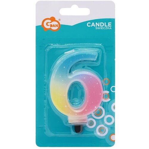  Lepota in Čar: Sveča s številko, pastelna mavrica - 6 Cene