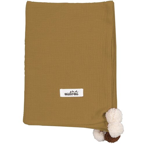 Malomi Kids Muslinska otroška odeja v barvi konjaka 100x140 cm Pompon - Malomi Kids Cene