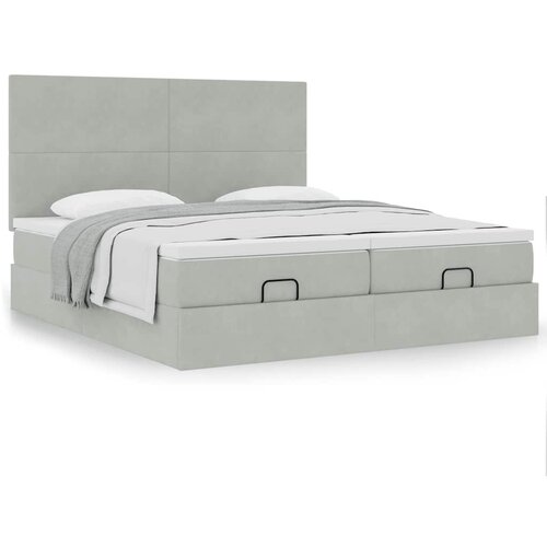 VidaXL Okvir kreveta s madracima svijetlosivi 160x200cm bar&amp;scaron;unasti Slike