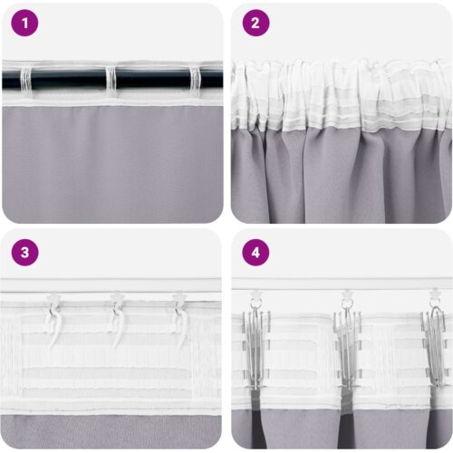 VidaXL Zavjese sa zavjesama 2 pcs Metalna siva 260 x 140 cm Poliester Slike
