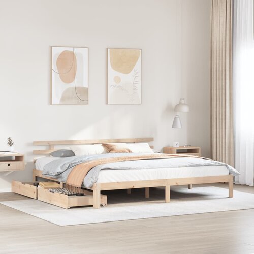 vidaXL Posteljni okvir s predali 180x200 cm trdna borovina Cene