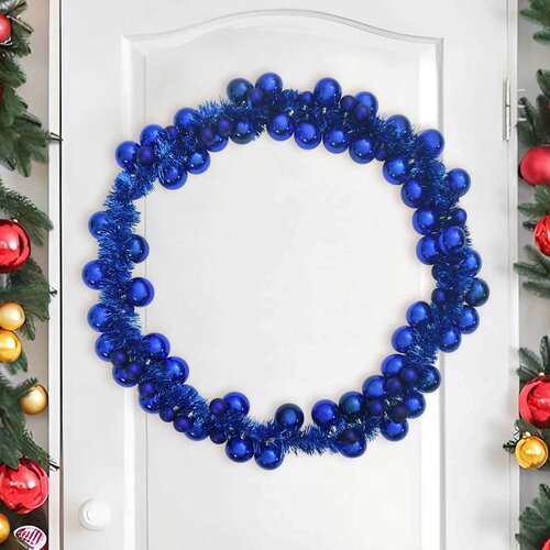 VidaXL Garland od božićnih kuglica Plava 186 cm Polistiren Slike
