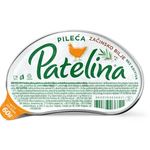 PATELINA Pa&amp;scaron;teta pileća sa začinskim biljem 60g Slike