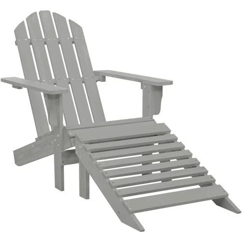 vidaXL Vrtna stolica s otomanom drvena siva