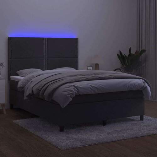 Box spring s madracem LED tamnosivi 140x200 cm bar&amp;scaron;un Slike