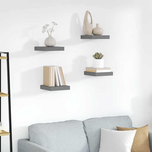  Plutajuće zidne police 4 kom sjajne sive 23 x 23,5 x 3,8 cm MDF Cijene