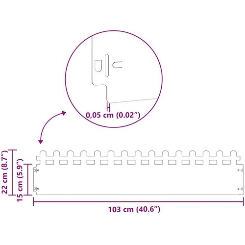 VidaXL Rubnjaci za travnjak 10 pcs Antracit 103 x 0,05 x 22 cm Čelik Slike