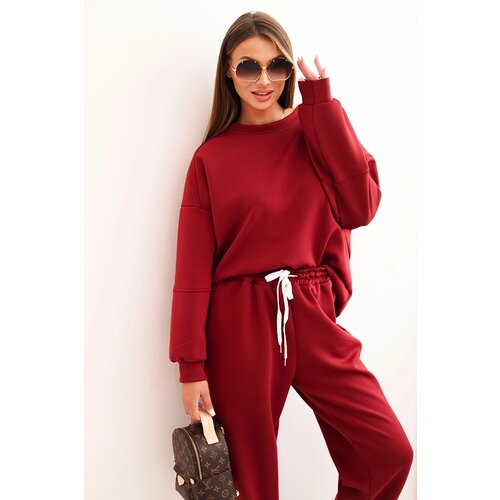 Kesi Włoski Ladies' butter set with a loose sweatshirt and pants with the inscription LOVE maroon Cene