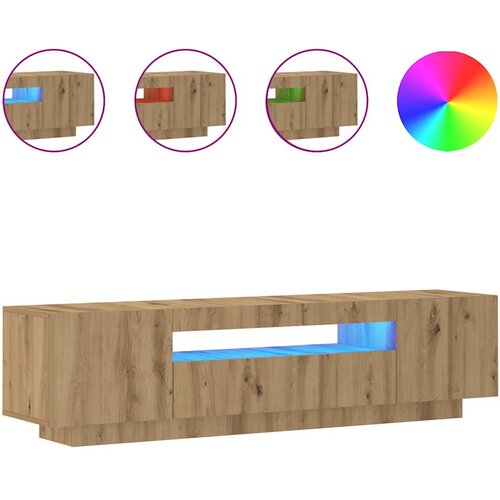 Maison Chic TV omarica - TV stojalo - Televizijska omarica z LED artisan hrast 160x35x40 cm inženirski les, (21699713) Cene