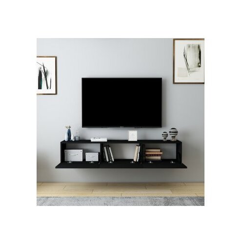 Hanah home TV komoda Denby, 160x29,6x31,4 cm, Crna Slike