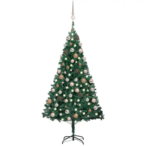  Umjetno božićno drvce LED s kuglicama zeleno 120 cm PVC