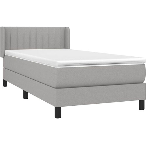 Box spring krevet s madracem svjetlosivi 90x190 cm od tkanine Slike