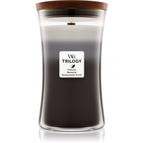 WoodWick Trilogy Warm Woods dišeča sveča z lesenim stenjem 609,5 g Cene