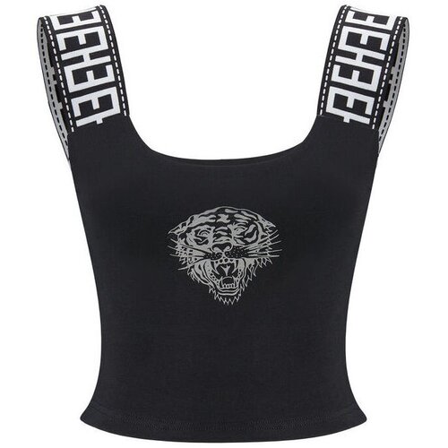 Ed Hardy Tiger glow tape crop tank top black Crna Cijene
