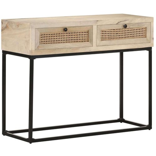 VidaXL Konzolni stol 100x35x76 cm masivno drvo manga i prirodna trska Slike