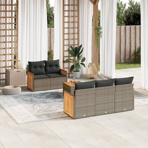 vidaXL 6-dijelni set vrtnih sofa od poliratana s jastucima sivi Cijene