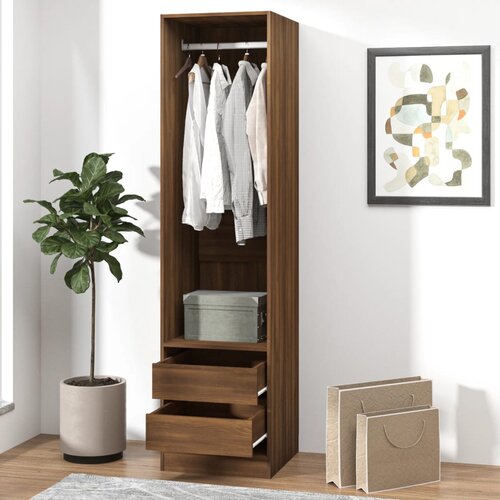 The Living Store Omara s predali rjavi hrast 50x50x200 cm konstruiran les - Garderobna Omara, (21434292) Slike