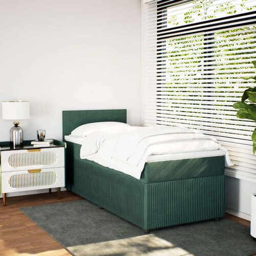 VidaXL Box spring krevet s madracem tamnozeleni 90x190 cm bar&amp;scaron;unasti Slike
