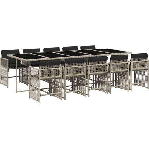 VidaXL 11-dijelni vrtni blagovaonski set s jastucima svijetlosivi Slike