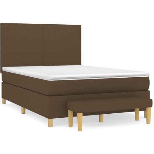 vidaXL Box spring postelja z vzmetnico temno rjav 140x190 cm blago, (20725012) Cene