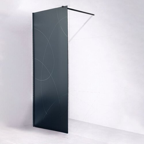 Hydrofit Walk In tu&scaron; paravan 8mm black, grey matt glass - 100 cm Cene