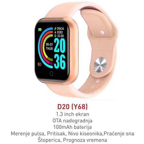 Smart Watch D20 (silikonska narukvica) roze pametni sat Slike