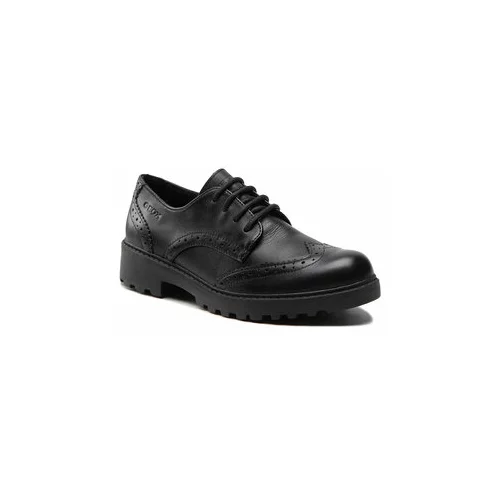 Geox Kožne cipele J CASEY GIRL za žene, boja: crna, ravni potplat, J6420N 00085 C9999
