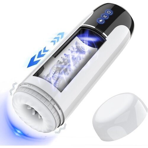 Paloqueth Ares Automatic Telescopic Masturbator with Vibrations & 3D Realistic Texture White Cene