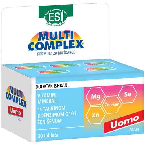 multicomplex uomo vitamini + minerali + taurin + žen šen + koenzim Q10 30 tableta Slike