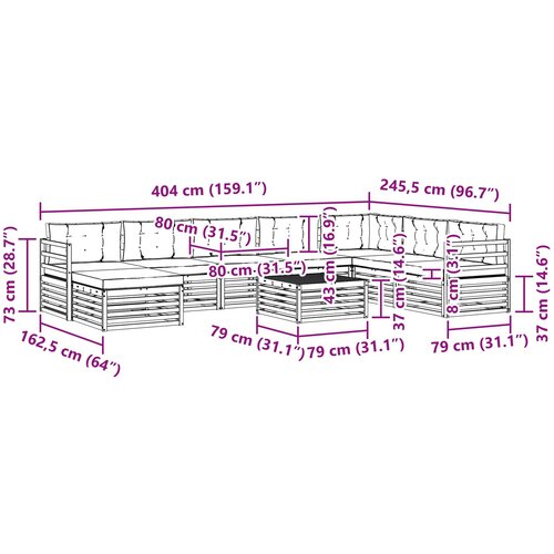  Set vanjskih sofa 9 kom. Bijela i antracit Poliester 79 x 79 x 37 cm Slike