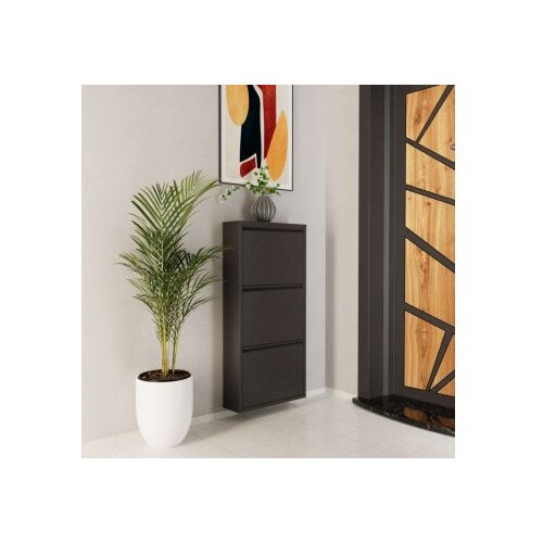 Hanah home Ormar za cipele 3 Piece Metal Anthracite Cene