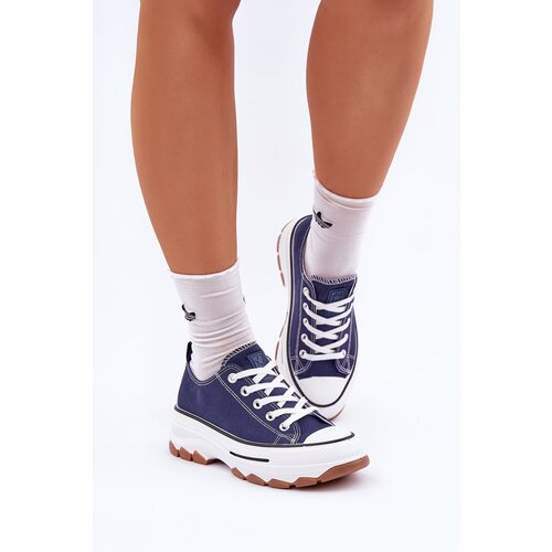 PE1 Low Women's Sneakers On Platform Navy Aradwin Cene