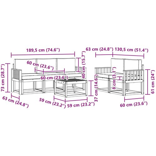  Set vanjskih sofa 6 kom. Prirodna i svijetlo siva Slike