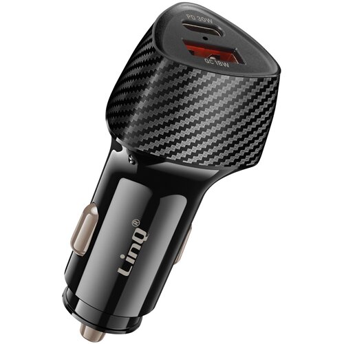 LINQ Avtomobilski polnilnik 48W USB-C + USB Quick Charge Carbon Design, Črna, (5000070134) Cene