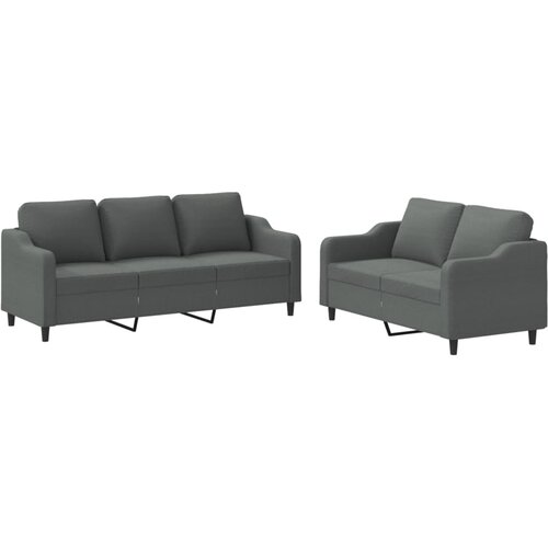  2-dijelni set sofa s jastucima tamnosivi od tkanine Slike