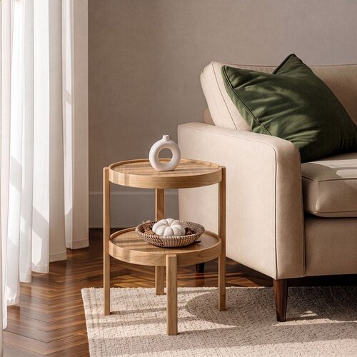 Hanah home pomoćni sto milan yuvarlak 45, 45 cm, hrast Cene