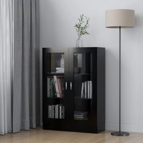 VidaXL Vitrina črna 82,5x30,5x115 cm iverna plo&amp;scaron;ča Slike