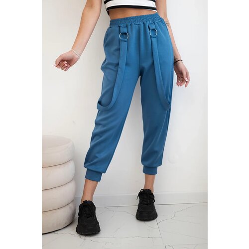 Kesi Włoski Trousers with decorative stripes buttery-fabric denim Cene